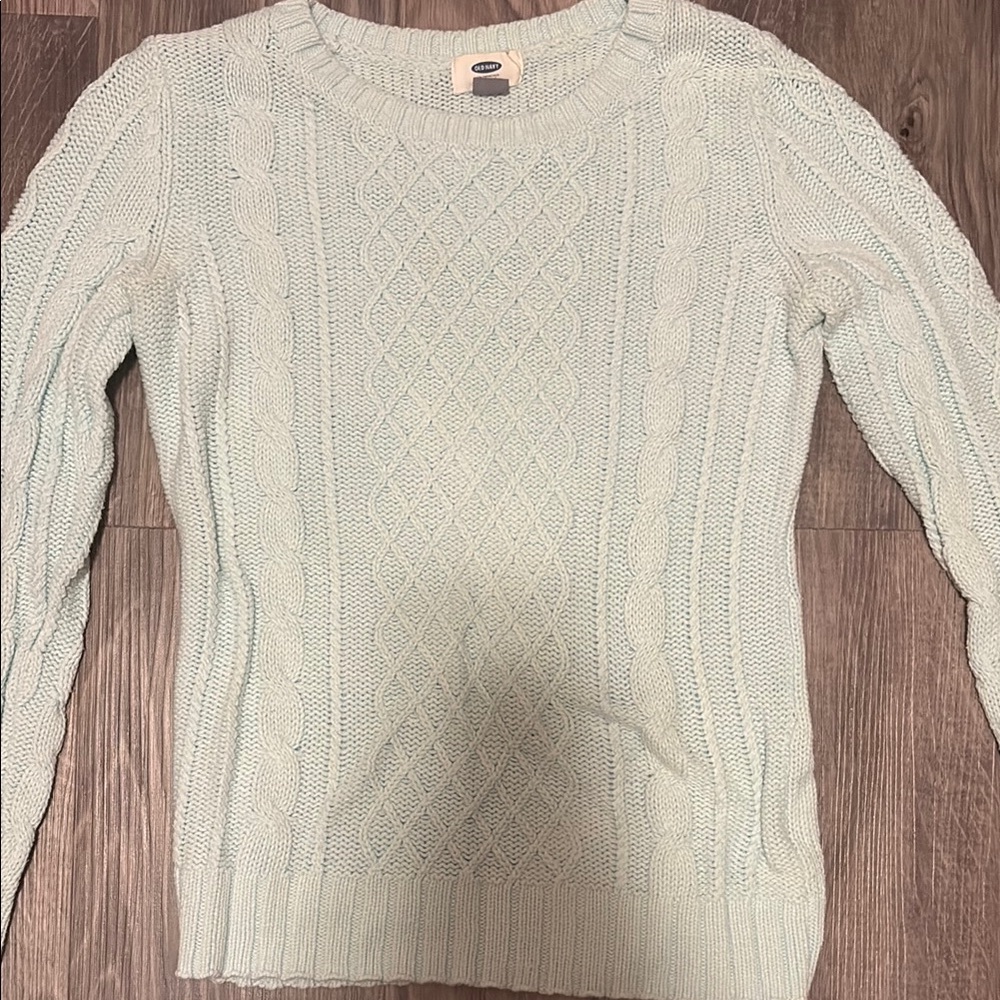 Old Navy Blue Crew Neck Cable Knit Sweater